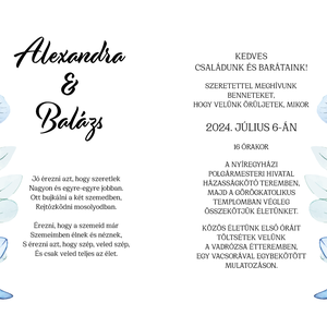 Blue Magnolia esküvői meghívó - hajtott - esküvő - meghívó & kártya - meghívó - Meska.hu
