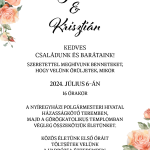 Peachy Blossom esküvői menü - egylapos, egyoldalas  - esküvő - meghívó & kártya - meghívó - Meska.hu