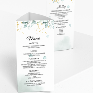 Eucalyptus Bliss esküvői menü - háromszög - Meska.hu