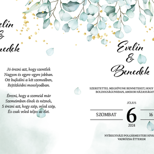 Eucalyptus Bliss esküvői meghívó - hajtott - esküvő - meghívó & kártya - meghívó - Meska.hu