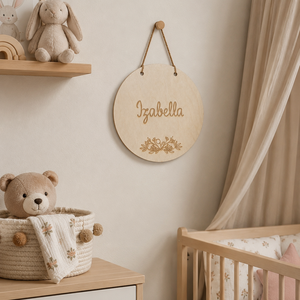 Névre szóló fa babaszobai dekoráció - kör, Baba - mama, Babaszoba dekoráció, Gyerek névtábla, , MESKA