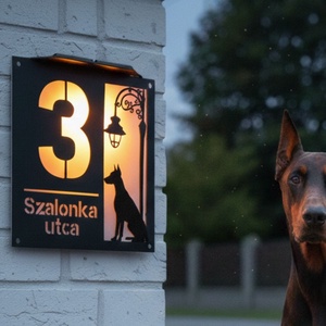Szolár Világító Házszámtábla -Választható kutyafajtával - otthon & életmód - ház & kert - házszám - Meska.hu