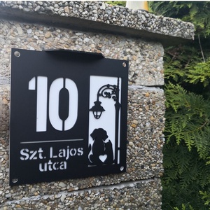 Szolár Világító Házszámtábla -Romantikus Kutya-cica mintával - otthon & életmód - ház & kert - házszám - Meska.hu