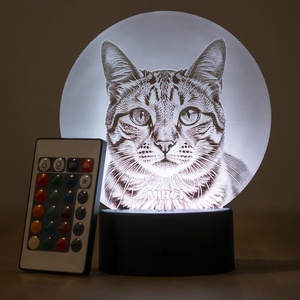 Egyedi 3D LED Lámpa/LED éjszakai fény ÁLLATPORTÉVAL, Otthon & Életmód, Lámpa, Hangulatlámpa, Gravírozás, pirográfia, Imádod a macskádat? Vagy a kutyádat? Vagy más háziállatodat? A rokonod, barátod, kollégád nem tud m..., MESKA