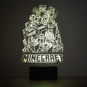 Minecraft 3d lámpa, led éjszakai fény, Otthon & Életmód, Lámpa, Hangulatlámpa, Gravírozás, pirográfia, MESKA