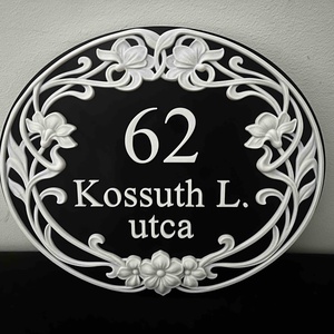 Szecessziós stílusú házszámtábla és utcanévtábla - Meska.hu