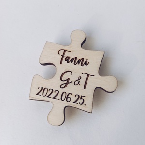 Puzzle hűtőmágnes, Esküvő, Emlék & Ajándék, Köszönőajándék, Gravírozás, pirográfia, MESKA