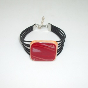 Üveg karkötő, Ékszer, Karkötő, Karkötő medállal, Ékszerkészítés, Üvegművészet, MESKA