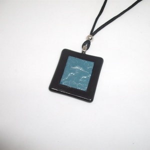 ÜVEG MEDÁL, FEKETE-EZÜST, Ékszer, Nyaklánc, Medálos nyaklánc, Ékszerkészítés, Üvegművészet, MESKA