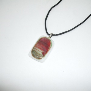 ÜVEGMEDÁL, fehér-zöld bordó, Ékszer, Nyaklánc, Medálos nyaklánc, Ékszerkészítés, Üvegművészet, MESKA