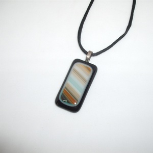ÜVEGMEDÁL, fekete-csíkozott betéttel, Ékszer, Nyaklánc, Medálos nyaklánc, Ékszerkészítés, Üvegművészet, MESKA
