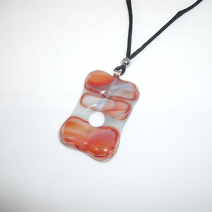ÜVEGMEDÁL, narancs-szürke, Ékszer, Nyaklánc, Medálos nyaklánc, Ékszerkészítés, Üvegművészet, MESKA