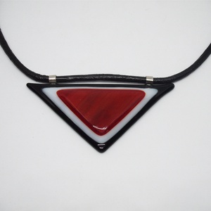 ÜVEGÉKSZER, fekete-fehér-piros - ékszer - nyaklánc - medálos nyaklánc - Meska.hu