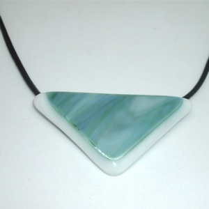 ÜVEGÉKSZER, fehér-türkiz - ékszer - nyaklánc - medálos nyaklánc - Meska.hu