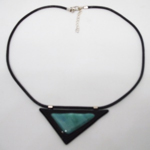 ÜVEGÉKSZER, fekete-türkiz, Ékszer, Nyaklánc, Medálos nyaklánc, Ékszerkészítés, Üvegművészet, MESKA