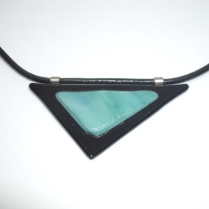ÜVEGÉKSZER, fekete-türkiz - ékszer - nyaklánc - medálos nyaklánc - Meska.hu