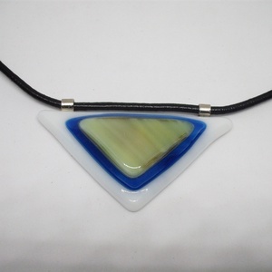 ÜVEGÉKSZER, fehér-kék-világoszöld, Ékszer, Nyaklánc, Medálos nyaklánc, Ékszerkészítés, Üvegművészet, MESKA