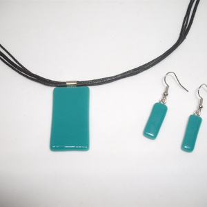 ÜVEGÉKSZER GARNITÚRA, medál fülbevalóval - ékszer - ékszerszett - Meska.hu