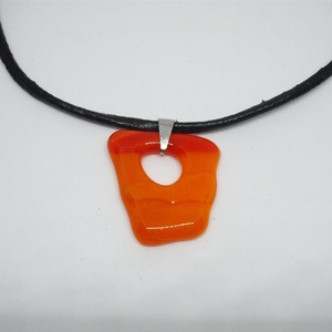 ÜVEGÉKSZER, narancssárga medál, Ékszer, Nyaklánc, Medálos nyaklánc, Ékszerkészítés, Üvegművészet, MESKA