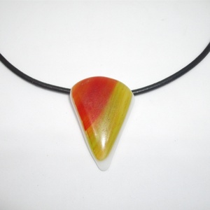 ÜVEGÉKSZER, fehér-piros-sárgászöld medál - ékszer - nyaklánc - medálos nyaklánc - Meska.hu