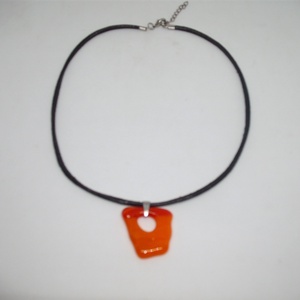 ÜVEGÉKSZER, narancssárga medál - ékszer - nyaklánc - medálos nyaklánc - Meska.hu
