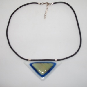 ÜVEGÉKSZER, fehér-kék-világoszöld - ékszer - nyaklánc - medálos nyaklánc - Meska.hu