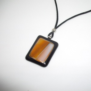 ÜVEGMEDÁL, fekete-barnás-narancsos - Meska.hu