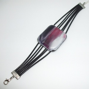 ÜVEG-BŐR KARKÖTŐ - ékszer - karkötő - karkötő medállal - Meska.hu