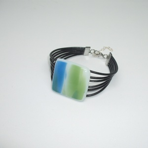 ÜVEG-BŐR KARKÖTŐ - ékszer - karkötő - karkötő medállal - Meska.hu