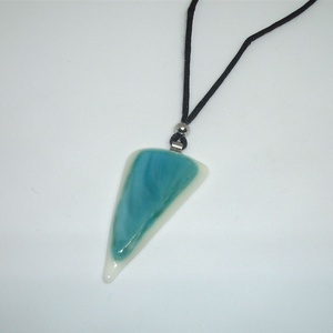 ÜVEGMEDÁL, fehér-türkiz, Ékszer, Nyaklánc, Medálos nyaklánc, Ékszerkészítés, Üvegművészet, MESKA