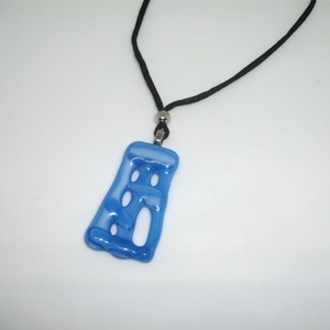 ÜVEG MEDÁL, kék színű - ékszer - nyaklánc - medálos nyaklánc - Meska.hu