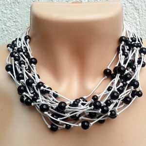 L1771 Ivory and Ebony nyaklánc - 30% AKCIÓ  - ékszer - nyaklánc - gyöngyös nyaklánc - Meska.hu