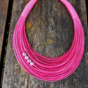 L3239 Think Pink pamut nyaklánc - 30% AKCIÓ - ékszer - nyaklánc - statement nyaklánc - Meska.hu