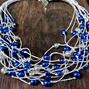 L3246  Navy Blue nyalánc - 30% AKCIÓ - ékszer - nyaklánc - gyöngyös nyaklánc - Meska.hu