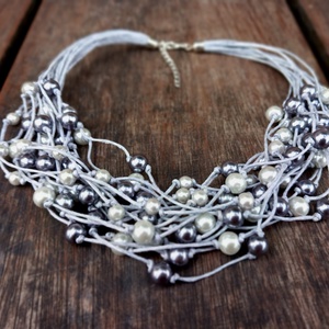 L3247 Grey Elegance nyaklánc - 30% AKCIÓ  - ékszer - nyaklánc - gyöngyös nyaklánc - Meska.hu