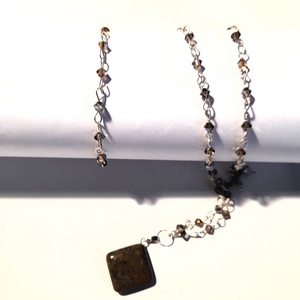 Karkötő-nyaklánc szett, Swarovski gyöngyökkel és ásványmedállal - Meska.hu