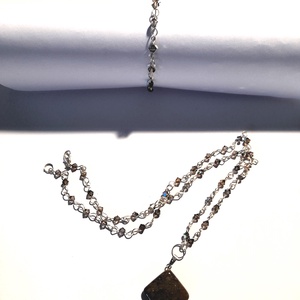 Karkötő-nyaklánc szett, Swarovski gyöngyökkel és ásványmedállal - ékszer - ékszerszett - Meska.hu