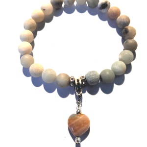 Amazonit ásvány karkötő szett Amazonit szívvel és kelta mintás köztes gyönggyel / páros karkötő - ékszer - karkötő - gyöngyös karkötő - Meska.hu