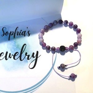 Lila Achát mala karkötő / 18 szemes mala ásványkarkötő - ékszer - karkötő - gyöngyös karkötő - Meska.hu