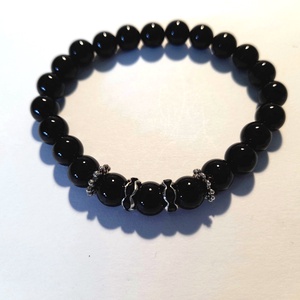 Onix ásványkarkötő / Fekete Achát ásvány karkötő - ékszer - karkötő - gyöngyös karkötő - Meska.hu