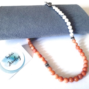 Howlit - Pink Aventurin ásvány nyaklánc / Görög stílusú nyaklánc - ékszer - nyaklánc - gyöngyös nyaklánc - Meska.hu