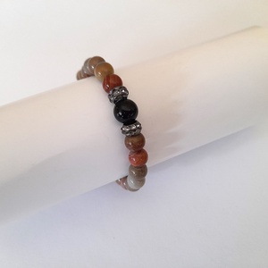 Óceán Jáspis ásvány karkötő / Jáspis ásványkarkötő Onix gyönggyel, Ékszer, Karkötő, Gyöngyös karkötő, , MESKA