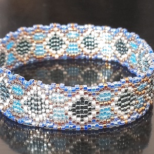 Korfu 1 - peyote karkötő, Ékszer, Karkötő, Karperec, Gyöngyfűzés, gyöngyhímzés, MESKA