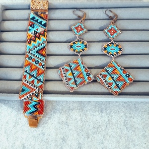 Peyote karkötő és fülbevaló szett  - ékszer - ékszerszett - Meska.hu