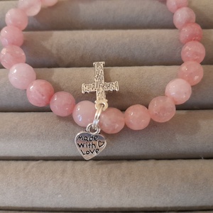 Pink Jade rózsafüzér karkötő 2 - otthon & életmód - vallás - lánc & füzér - Meska.hu