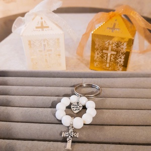 Egy tizedes rózsafüzér kulcstartó - fehér Jade - Meska.hu