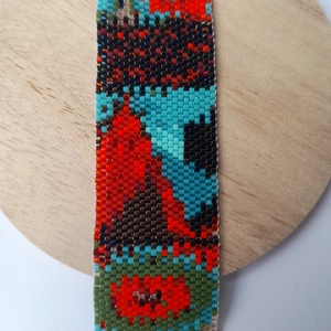 Peyote karkötő absztrakt mintával - ékszer - karkötő - széles karkötő - Meska.hu