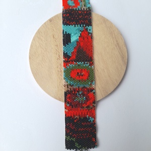 Peyote karkötő absztrakt mintával - ékszer - karkötő - széles karkötő - Meska.hu