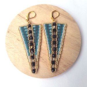 Heliks - peyot / gyöngyfűzött fülbevaló - ékszer - fülbevaló - lógó csepp fülbevaló - Meska.hu