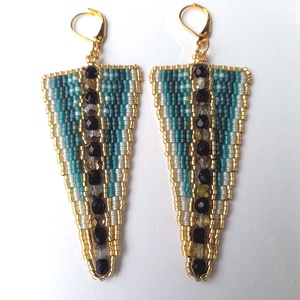 Heliks - peyot / gyöngyfűzött fülbevaló - ékszer - fülbevaló - lógó csepp fülbevaló - Meska.hu